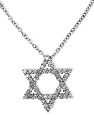 Effy Collection Diamond Necklace, 14k White Gold Pave Diamond Star Of David Pendant (1/4 Ct. T.w.)