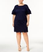 Jessica Howard Plus Size Lace Flutter-sleeve Sheath Dress