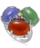 Sterling Silver Multi-stone And Jade Cabochon Ring (19-1/4 Ct. T.w.)