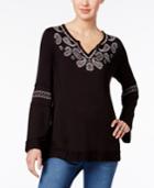Style & Co Embroidered Peasant Top, Only At Macy's
