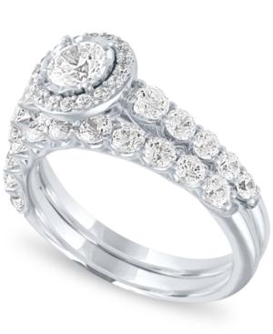 Diamond Halo Bridal Set (1 1/3 Ct. T.w.) In 14k White Gold