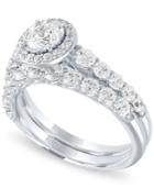 Diamond Halo Bridal Set (1 1/3 Ct. T.w.) In 14k White Gold