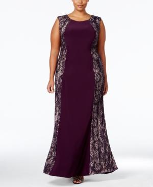 R & M Richards Plus Size Lace Panel Gown