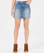 Black Daisy Juniors' Natalia Ripped Denim Mini Skirt