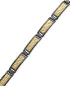 Effy Men's Herringbone Link Bracelet In 18k Gold-plated And Black Rhodium-plated Sterling Silver