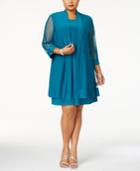 R & M Richards Plus Size Embellished Shift Dress & Mesh Jacket