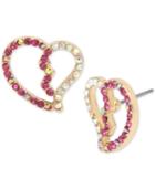 Betsey Johnson Gold-tone Stone & Crystal Open Heart Stud Earrings