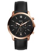 Fossil Men's Chronograph Neutra Black Leather Strap Watch 44mm