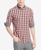 Kenneth Cole Reaction Men's Checked Contrast-trim Long-sleeve Shirt