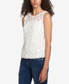Tommy Hilfiger Sleeveless Crochet-lace Top, Created For Macy's