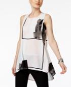 Alfani Petite Printed High-low Top, Only At Macy's
