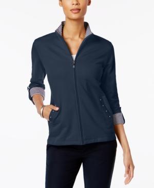 Karen Scott Petite Mock-neck Jacket, Only At Macy's