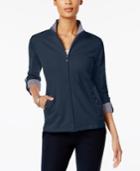 Karen Scott Petite Mock-neck Jacket, Only At Macy's