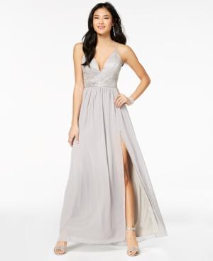 Emerald Sundae Juniors' Embellished Lace-bodice Gown