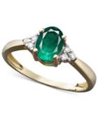 14k Gold Ring, Emerald (3/4 C.t. T.w) And Diamond Accent Oval Ring