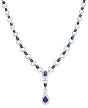 Sapphire (12-1/2 Ct. T.w.) And Diamond (1 Ct. T.w.) Lariat Necklace In 14k White Gold