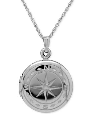 Compass Locket Necklace In Sterling Silver