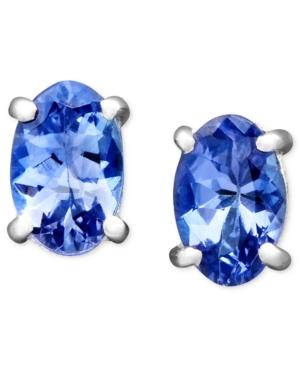 14k White Gold Earrings, Oval Tanzanite Stud (7/8 Ct. T.w.)