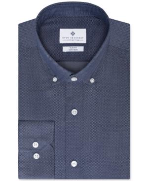 Ryan Seacrest Slim-fit Non-iron Blue Frost Check Dress Shirt, Only At Macy's
