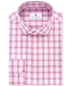 Ryan Seacrest Distinction Men's Slim-fit Non-iron Orchid Plaid Dress Shirt, Only At Macy's