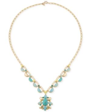 Carolee Gold-tone Multi-stone Pendant Necklace