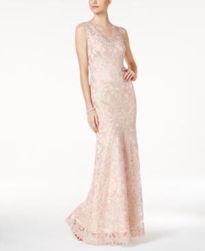 Tadashi Shoji Embroidered Tulle Gown