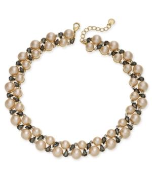 Charter Club Gold-tone Crystal & Imitation Pearl Collar Necklace, Created For Macy's
