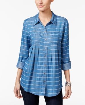 Style & Co Pleated Denim Shirt, Only At Macy's