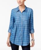 Style & Co Pleated Denim Shirt, Only At Macy's