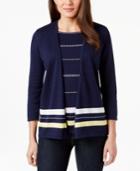 Alfred Dunner Three-quarter-sleeve Layered-look Cardigan