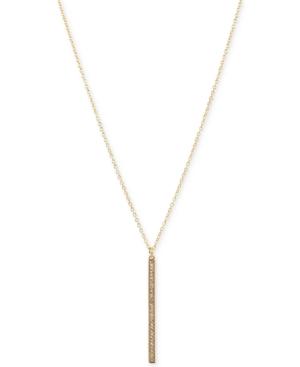 Touch Of Silver Long Length Crystal Bar Pendant Necklace In 14k Gold-plated Metal
