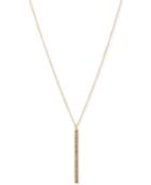 Touch Of Silver Long Length Crystal Bar Pendant Necklace In 14k Gold-plated Metal