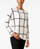 Charter Club Petite Cashmere Windowpane-print Sweater, Only At Macy's