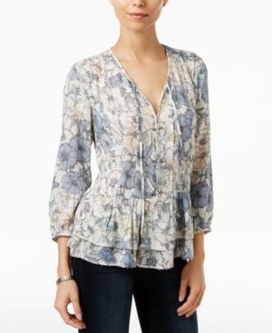 William Rast Beaded Peplum Peasant Top