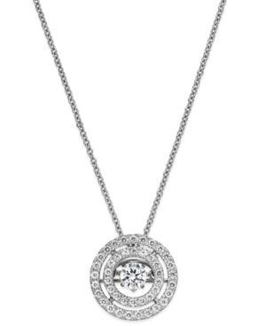 Twinkling Diamond Star Diamond Double Circle Pendant Necklace In 14k White Gold (3/8 Ct. T.w.)