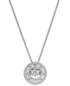Twinkling Diamond Star Diamond Double Circle Pendant Necklace In 14k White Gold (3/8 Ct. T.w.)