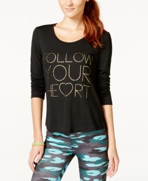 Material Girl Active Juniors' Cutout Foil-print Long-sleeved Top, Only At Macy's