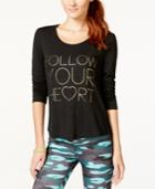 Material Girl Active Juniors' Cutout Foil-print Long-sleeved Top, Only At Macy's