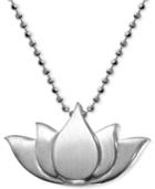 Alex Woo Little Faith Lotus Blossom Pendant Necklace In Sterling Silver