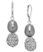 Charter Club Silver-tone Imitation Pearl Crystal Drop Earrings, Only At Macy's