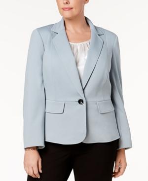 Kasper Plus Size Seamed Single-button Blazer