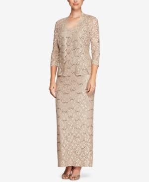 Alex Evenings Sequined Lace Jacket & Column Dress