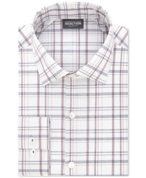 Kenneth Cole Reaction Men's Slim-fit Techni-cole Stretch Performance Raisinberry Plaid Dress Shirt