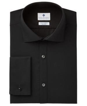 Ryan Seacrest Distinction Men's Slim-fit Stretch Non-iron Black French Cuff Dress Shirt, Created For Macy's