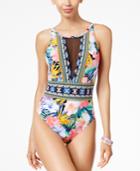 La Blanca Tropicali Illusion High-neck Tummy-control One-piece Swimsuit Women's Swimsuit