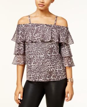 Bcx Juniors' Printed Metallic Off-the-shoulder Top