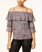 Bcx Juniors' Printed Metallic Off-the-shoulder Top