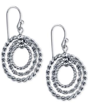 2028 Silver-tone Textured Orbital Earrings