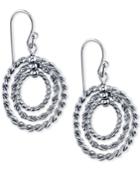 2028 Silver-tone Textured Orbital Earrings