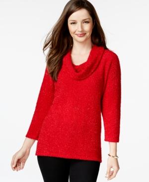 Style & Co. Petite Cowl-neck Eyelash-knit Sweater, Only At Macy's